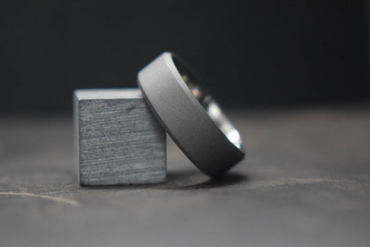 Titanium Blasted Bevel Shape Ring