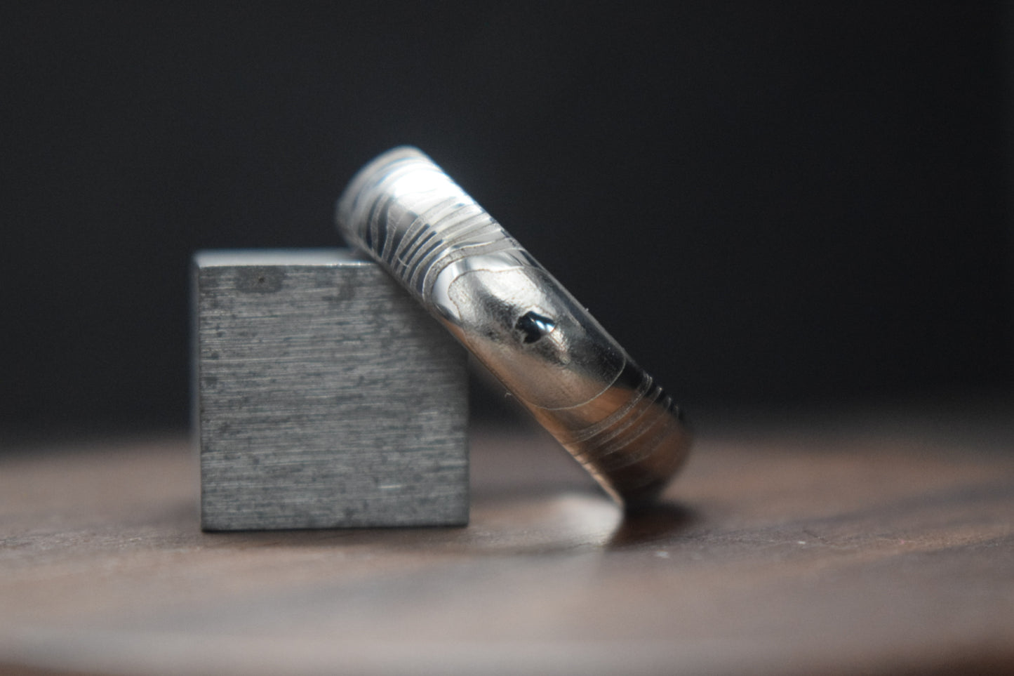 Findon Damascus Steel Court Shape Ring