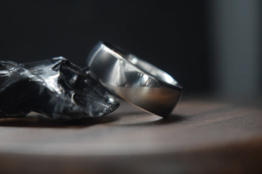 Stainless Steel Polished Court Shape Ring