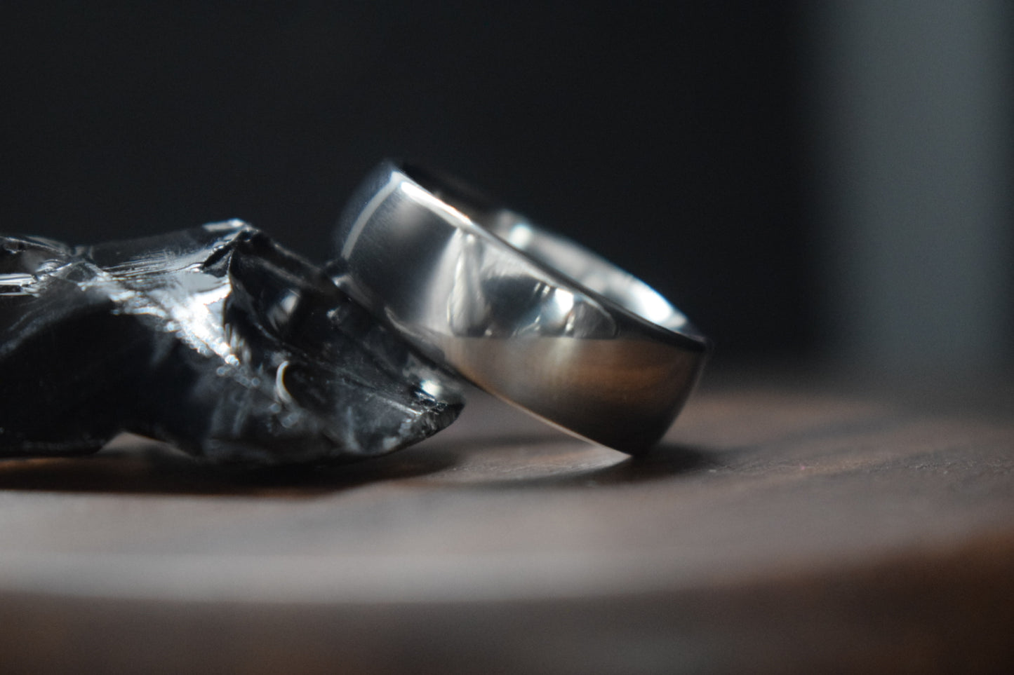 Titanium Polished Court Shape Ring