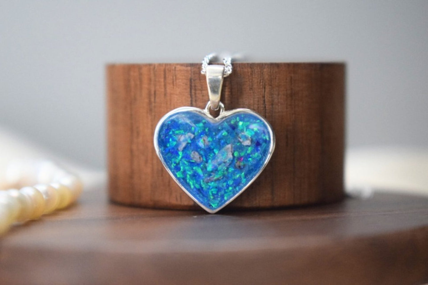 Large Silver Heart Memorial Necklace