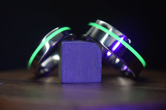 Lumo in Lime UV Glow Stainless Steel Ring