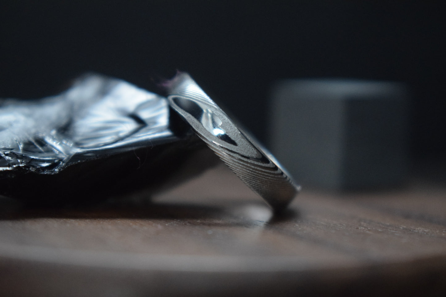 Esk Damascus Steel Court Shaped Ring