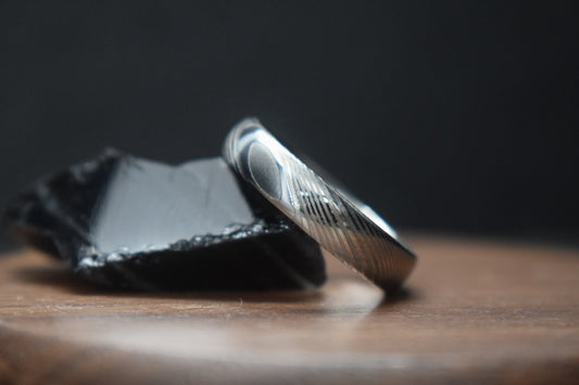 Crynoch Damascus Steel Court Shape Ring