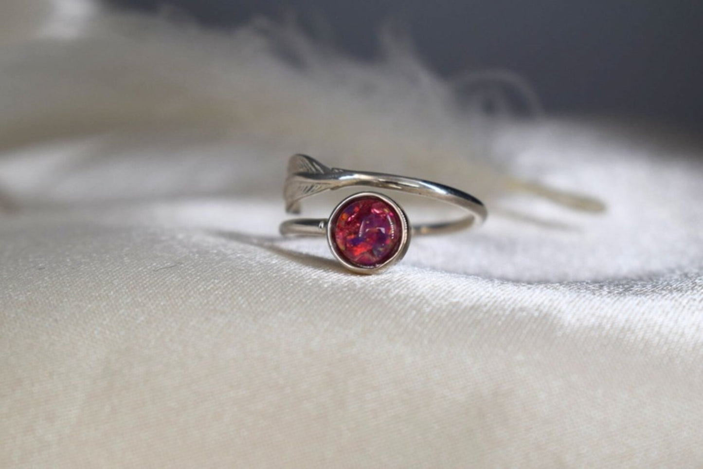 Memorial Silver Feather Ring