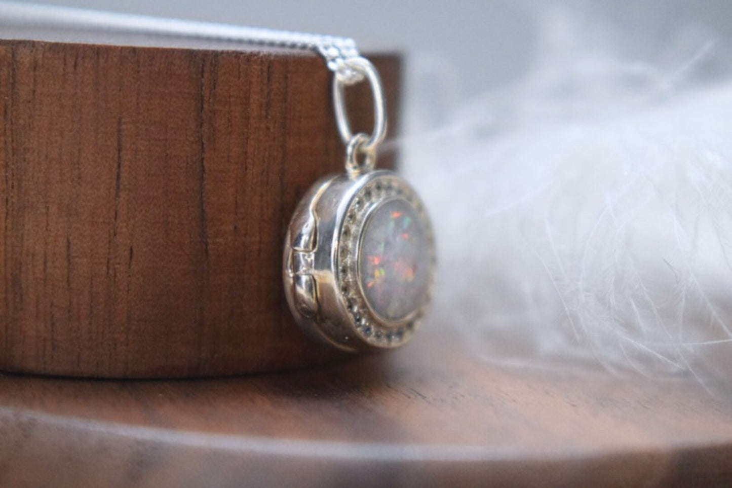 Silver Circle Memorial Necklace Locket