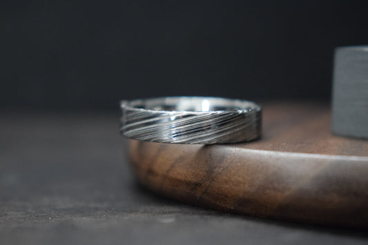 Bervie Damascus Steel Flat Shape Ring