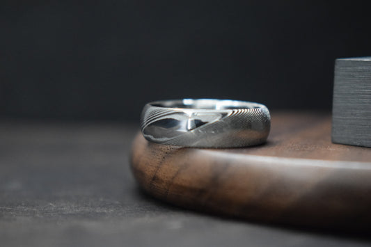 Esk Damascus Steel Court Shaped Ring