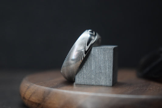 Esk Damascus Steel Court Shaped Ring