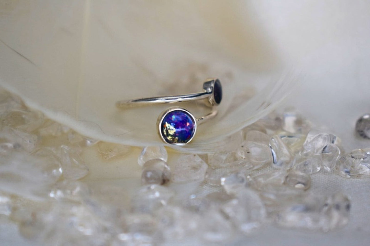 Double Round Adjustable Memorial Silver Ring