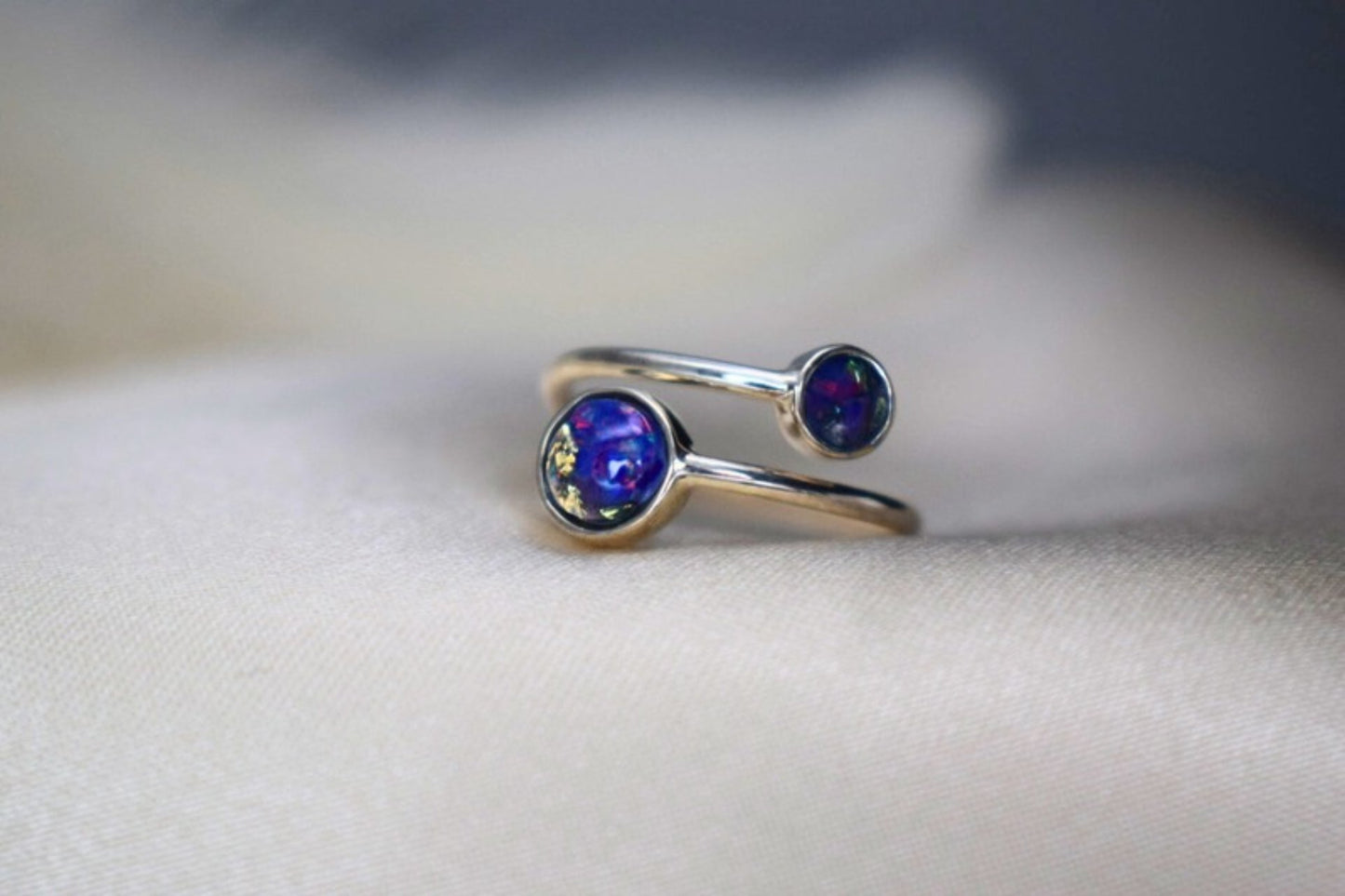 Double Round Adjustable Memorial Silver Ring