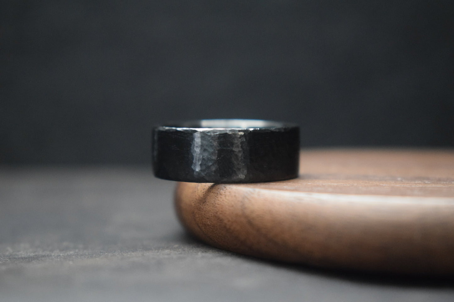 Deveron Hammered Black Zirconium Ring