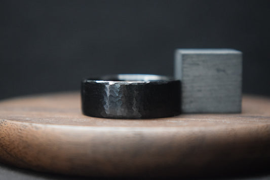 Deveron Hammered Black Zirconium Ring
