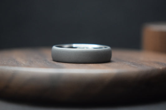 Stainless Steel Blasted Finish Court Shape Ring