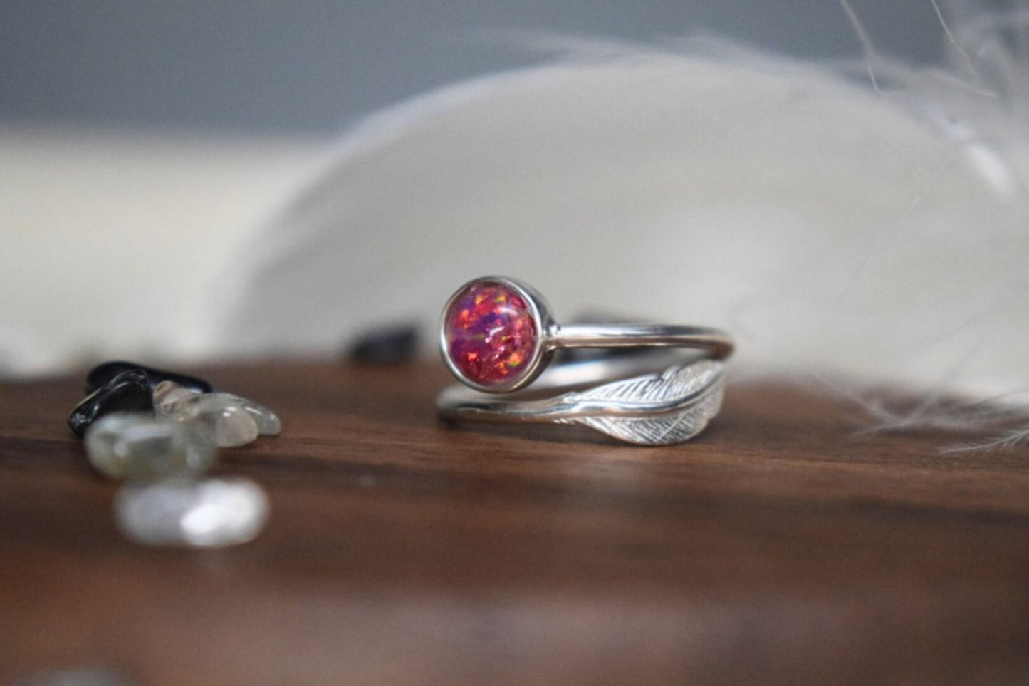 Memorial Silver Feather Ring
