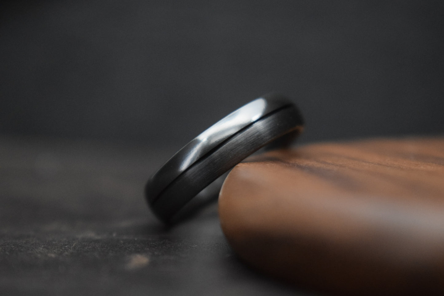 Ness Half and Half Black Zirconium Ring