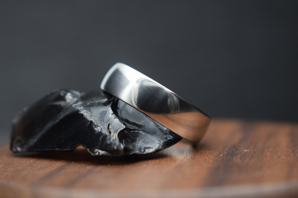 Titanium Polished Court Shape Ring