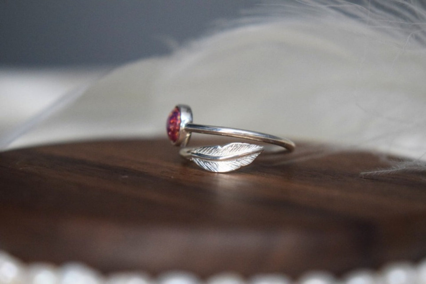 Memorial Silver Feather Ring