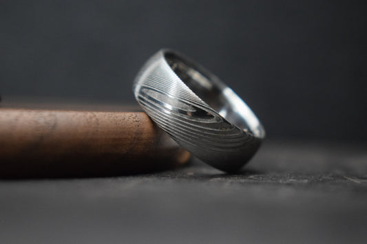 Esk Damascus Steel Court Shaped Ring