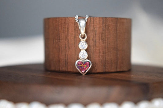 Heart CZ Memorial Silver Necklace