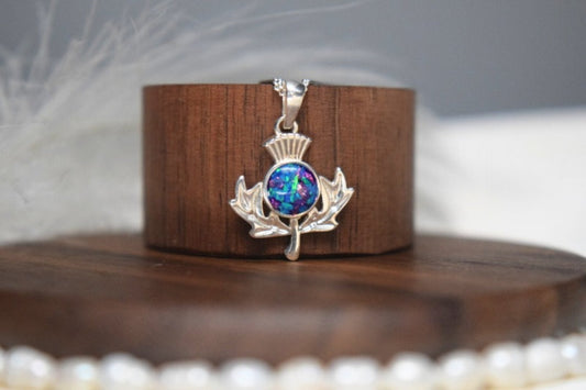Scottish Thistle Silver Memorial Necklace