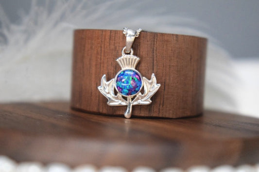 Scottish Thistle Silver Memorial Necklace