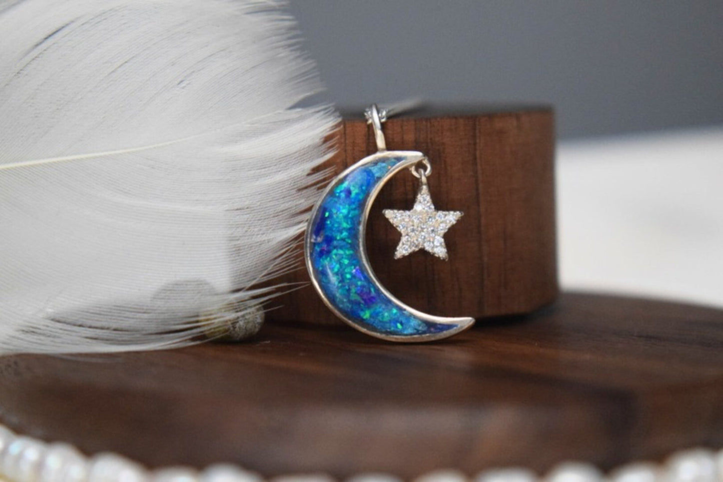 Moon and Star Memorial Necklace