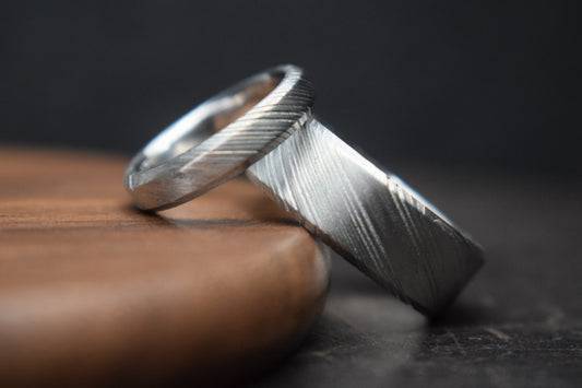 Crynoch Damascus Steel Bevel Shape Ring