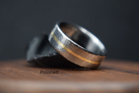Deveron Hammered Titanium Ring with Precious Metal Inlay