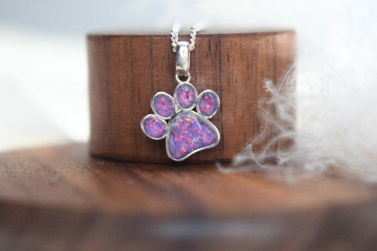 Silver Small Paw Pet Memorial Necklace