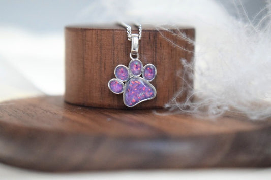 Silver Small Paw Pet Memorial Necklace