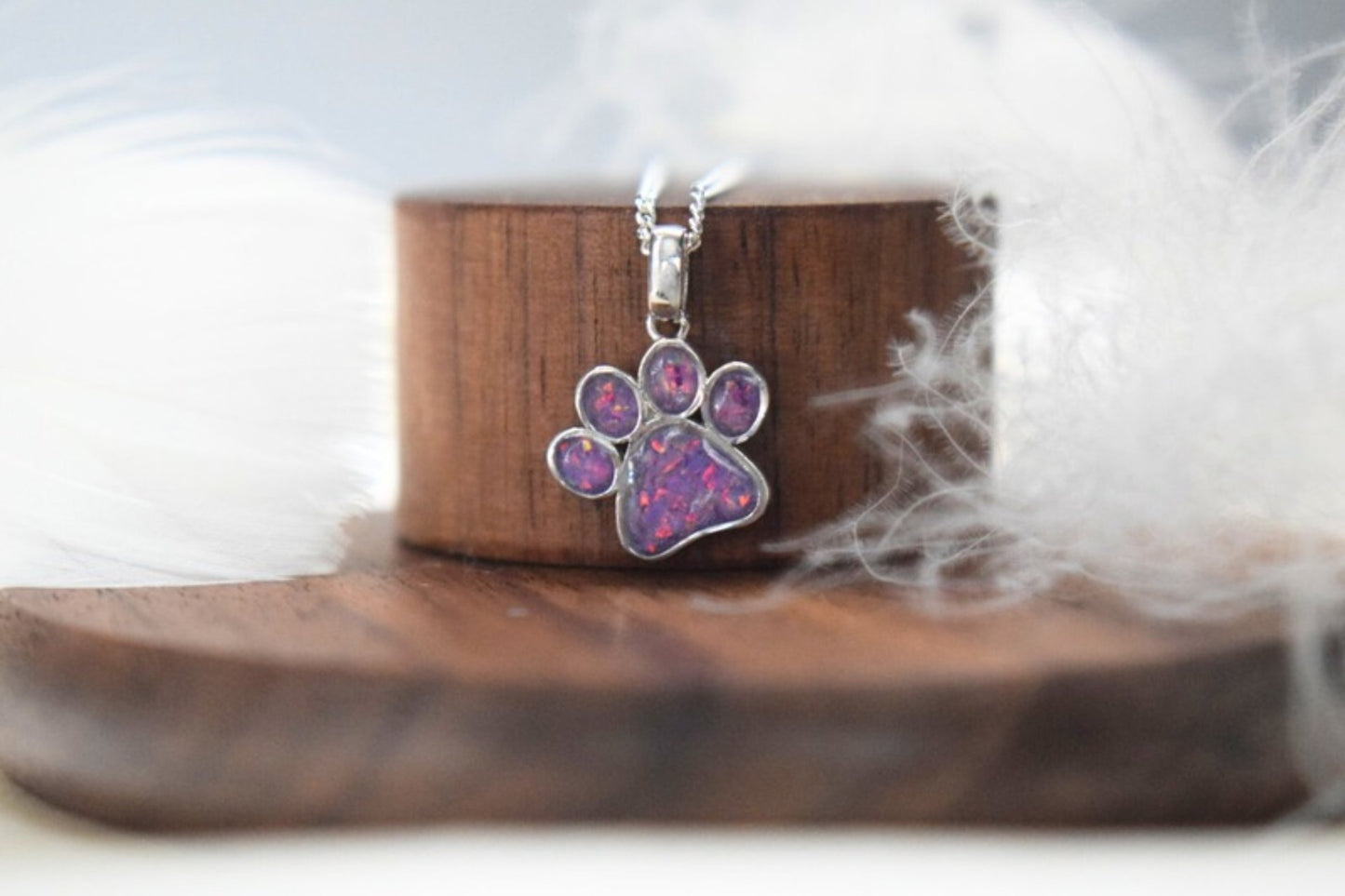 Silver Small Paw Pet Memorial Necklace
