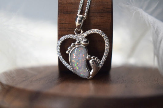 Silver Heart Footprint Pendant – Baby or Child Memorial Necklace