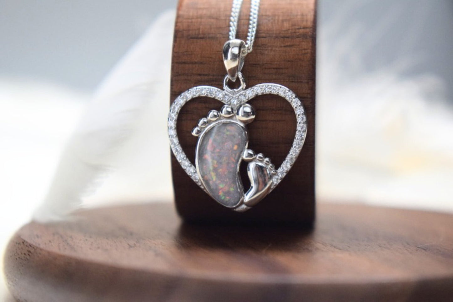 Silver Heart Footprint Pendant – Baby or Child Memorial Necklace