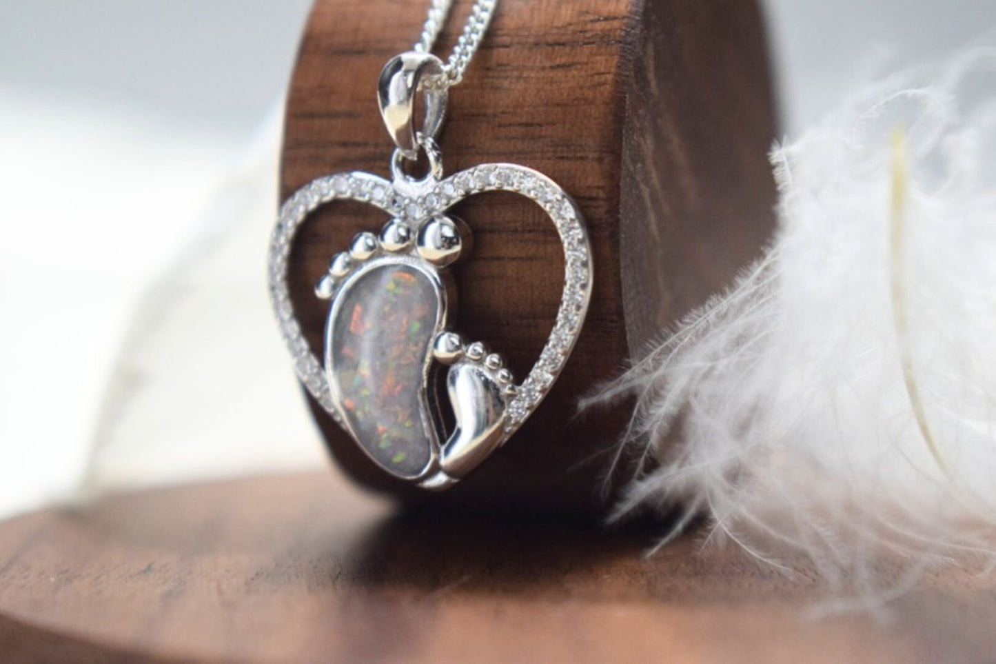 Silver Heart Footprint Pendant – Baby or Child Memorial Necklace