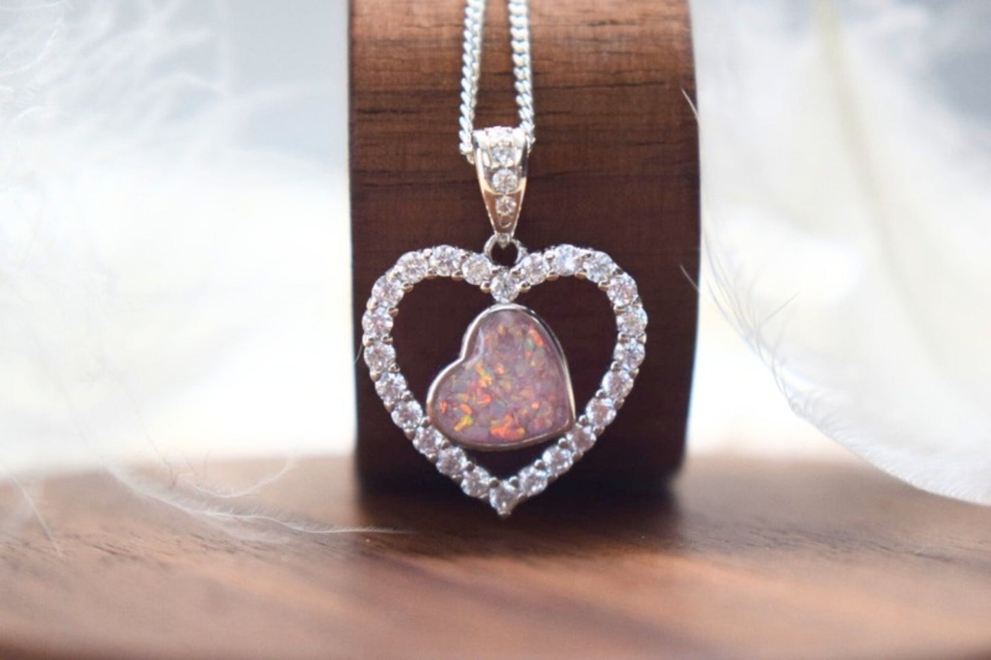 Heart in Heart CZ Memorial Necklace