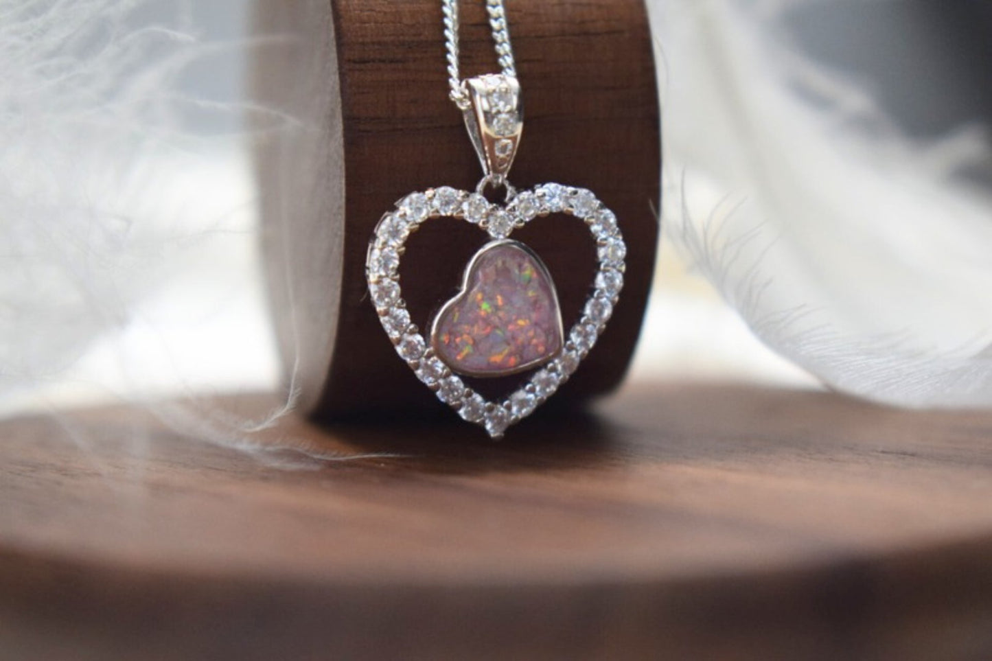 Heart in Heart CZ Memorial Necklace