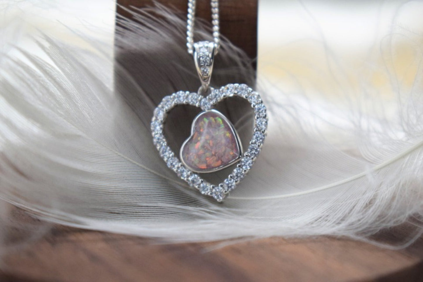 Heart in Heart CZ Memorial Necklace