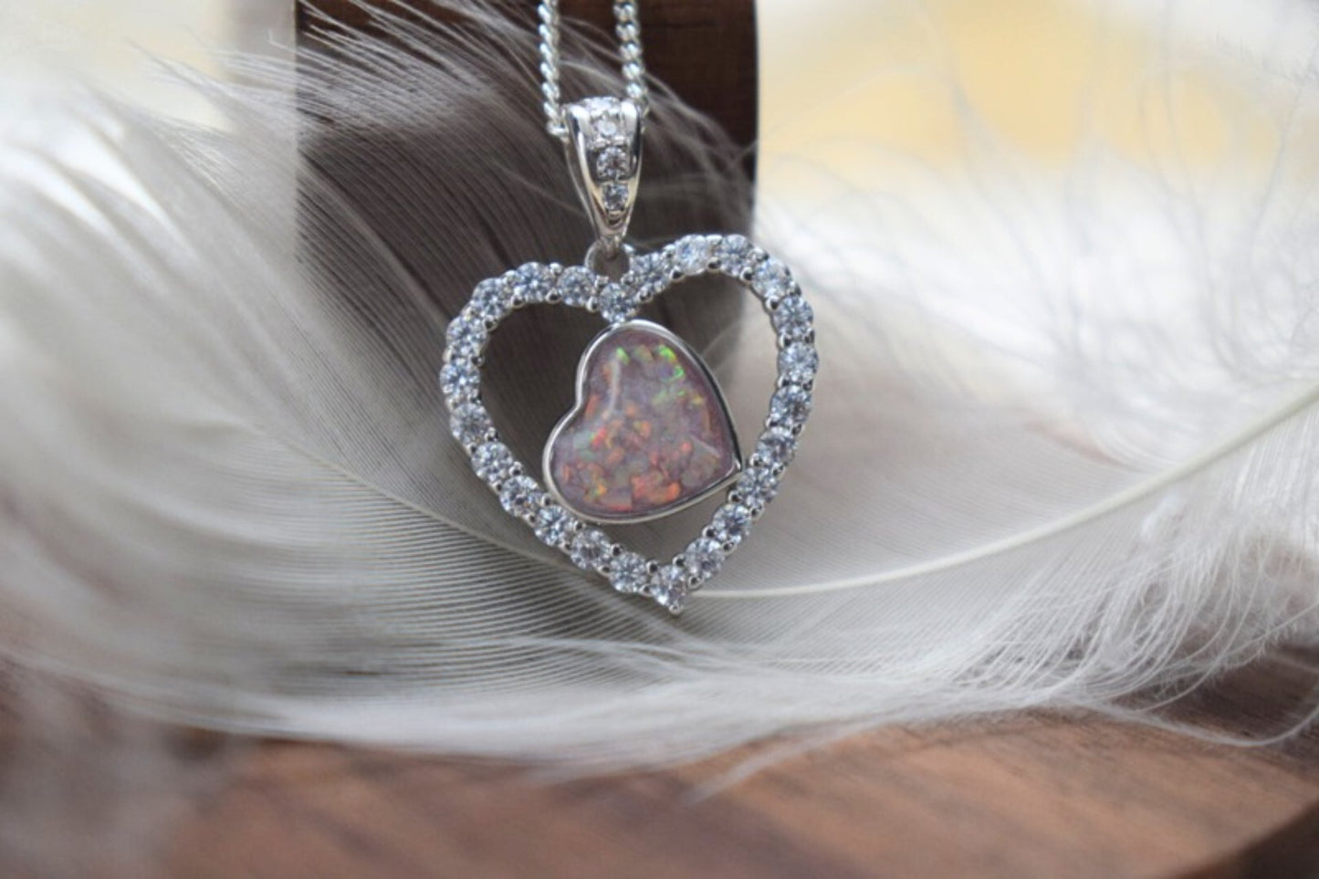 Heart in Heart CZ Memorial Necklace