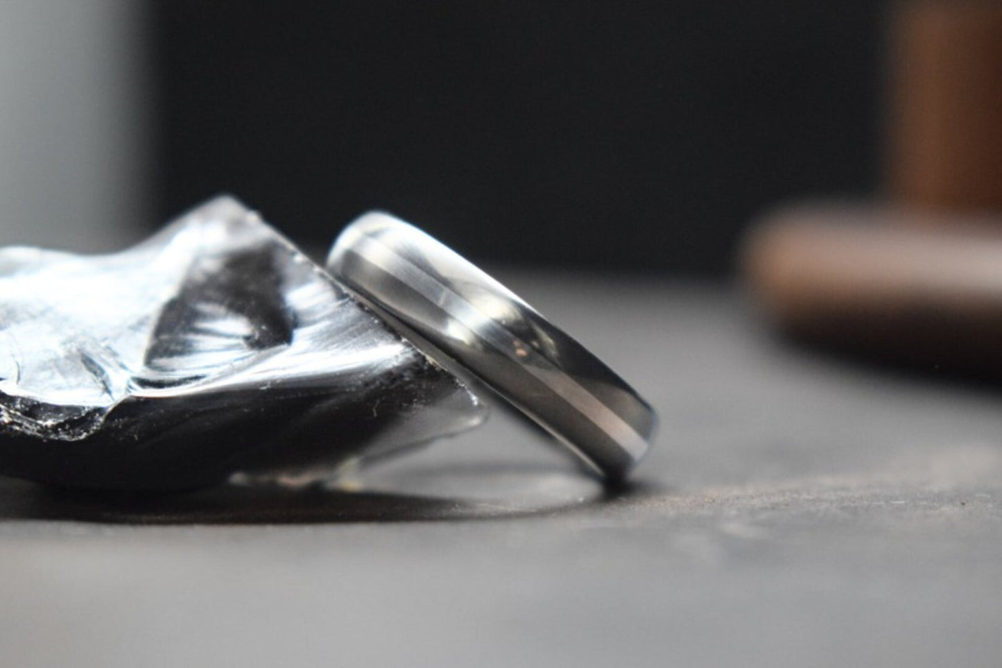 Falls of Feugh Titanium Ring with Precious Metal Inlay