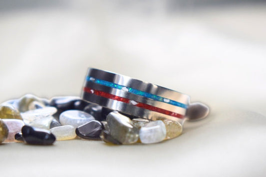Titanium Double Channel Memorial Ring
