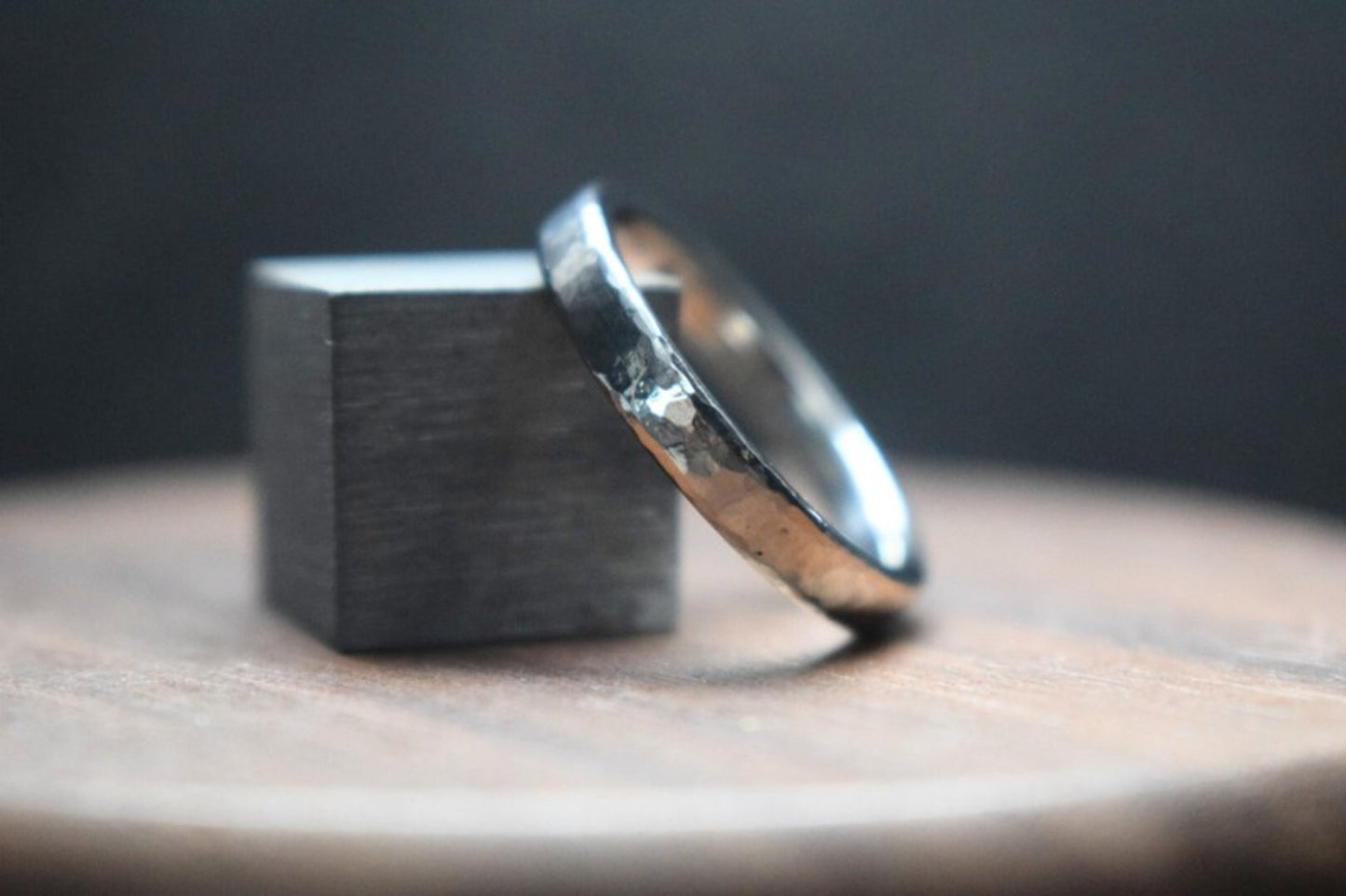 Slim Stainless Steel Deveron Hammered Ring