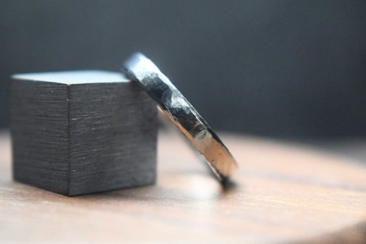 Slim Stainless Steel Deveron Hammered Ring