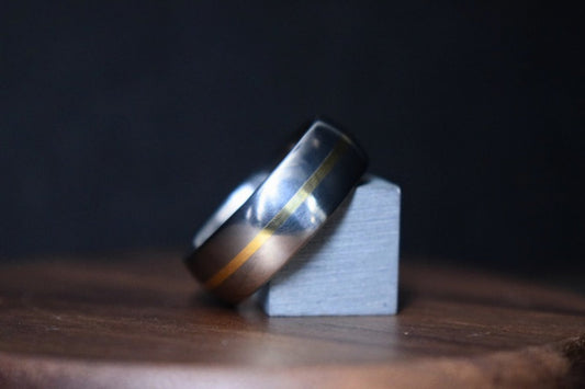 Falls of Feugh 18K Yellow Gold Titanium Inlay Ring