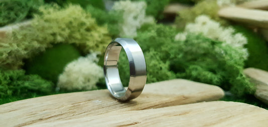 Stainless Steel Satin Finish Bevel Shape Ring image 0
