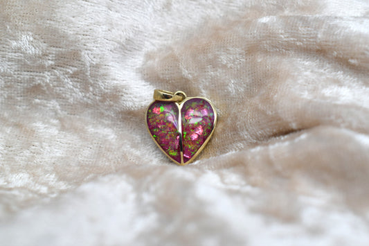 Split heart 9ct gold memorial necklace with double ashes compartments