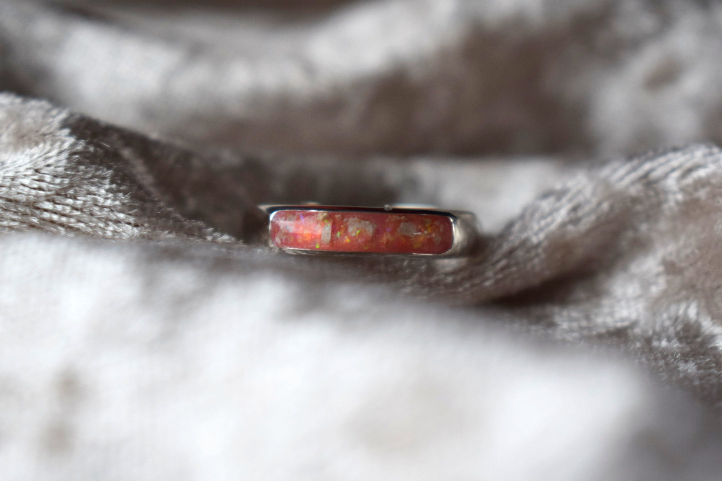 Handmade silver memorial ring with resin-filled ashes compartment