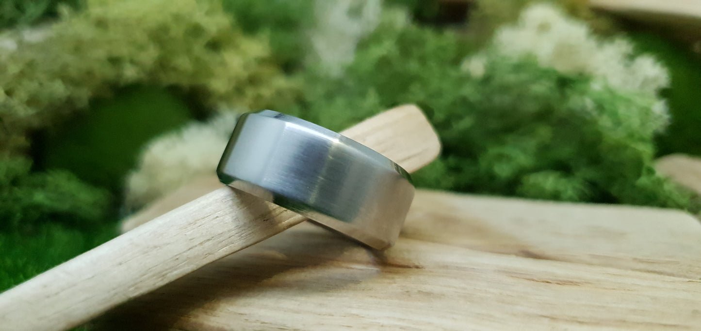 Stainless Steel Satin Finish Bevel Shape Ring image 1