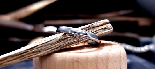 Slim Titanium Polished Court Shape Ring image 1