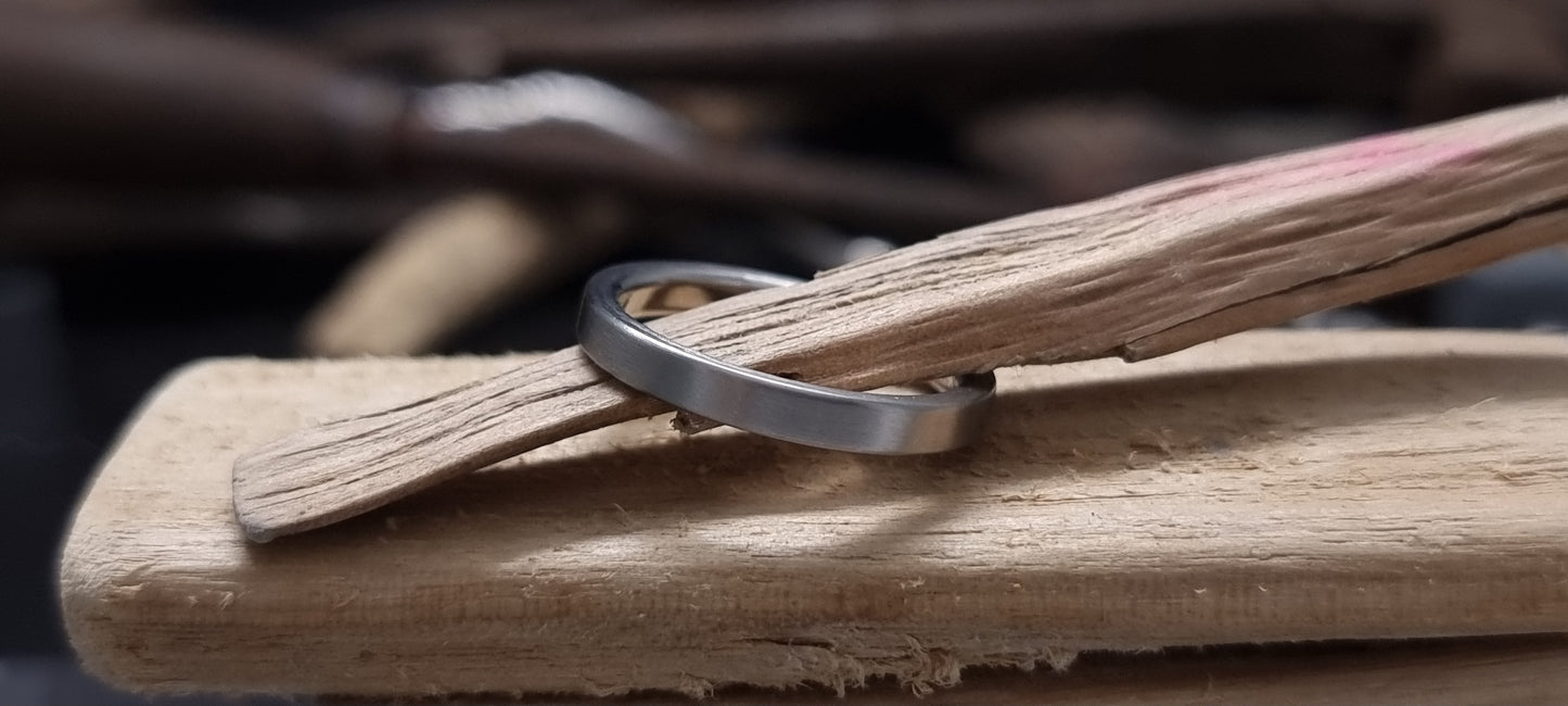 Slim Titanium Satin Flat Shape Ring image 2